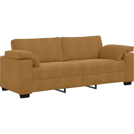 Divano a 3 Posti Sofa Marrone 220x77x82 cm in Velluto (1/5)