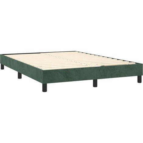 Somier de láminas sobre patas estructura de cama 140x200 cm tela terciopelo verde oscuro TDL0206883