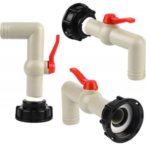 2 pcs Robinet Cuve 1000L Adaptateur Cuve S60x6 Filetage Grossier Adaptateur de Réservoir IBC 1" Raccord Cuve IBC Robinet (1/4)