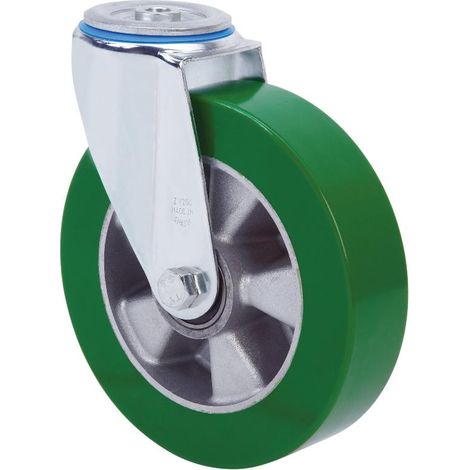 rueda giratora agujero m12 20zv160-augb aluminio-poliur.verde eje bolas (1/2)