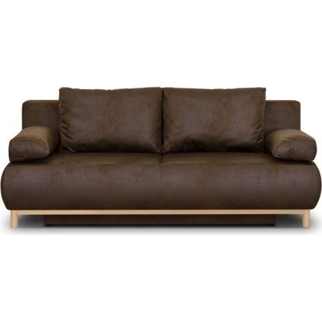 Canapé convertible 3 places – Tissu vintage simili cuir – Coffre de rangement – Dimensions L192 x H84 x P93 cm (1/5)