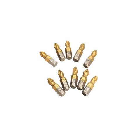 Mandrin de perceuse 10pcs embouts de tournevis Phillips magnétiques revêtus de titane antidérapant 1/4 tige hexagonale Ph2 embouts de tournevis électriques outils à main 25mm