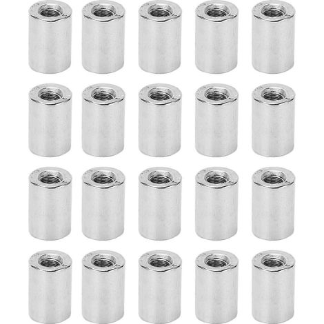20 écrous de raccordement pour tige ronde, filetage femelle M6x1,0, 12 L17 mm, en acier inoxydable 304 (1/5)