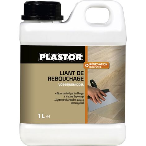 Plastor – Liant de rebouchage parquet 1L – Résine synthétique pour fissures et joints bois – Séchage rapide 30 min – Application facile avec spatule