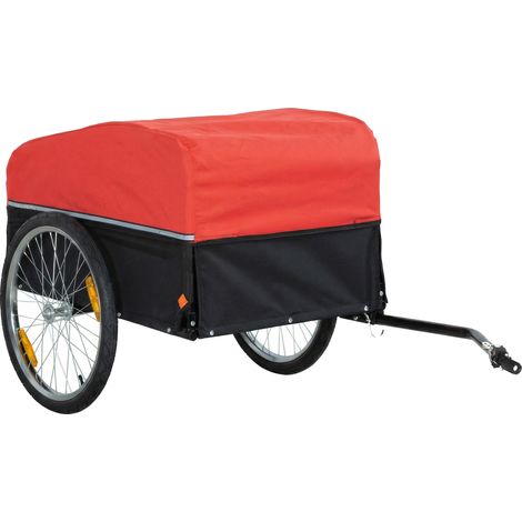Remorque à vélo, 170 litres, remorque cargo avec attelage, bâche, système de fixation rapide 51 cm, pneus pneumatiques, jusqu'à 40 kg (1/5)