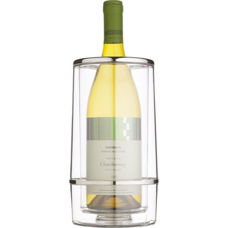 BarCraft Refrigeratore Isolato, Bottiglia Singola, Acrilico con Dettagli Cromati, 12 x 12 x 23cm, Trasparente/Acciaio (1/4)