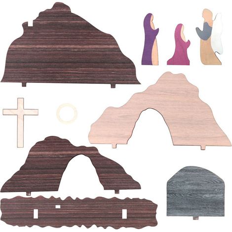 Scène De Pâques - Décoration En Bois Pour Table - Figurine Résurrection Tombe Vide - 26 x 13 cm - 1 Pièce (1/5)