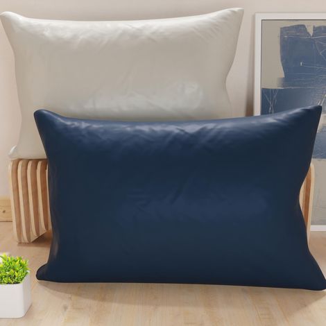 Lot de 2 Taies d'oreiller de Lit 80x50 cm, Housses de Coussin Unies Double Face Gris Clair et Bleu, Taie Oreiller 100% Microfibre