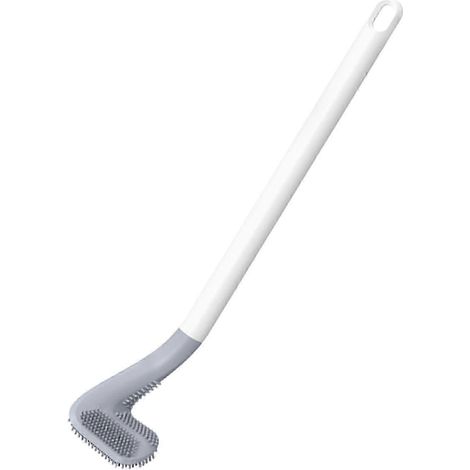 Brosse de toilette en silicone Golf, tête de brosse souple, manche long, brosse de nettoyage pour toilettes à 360°, nettoyage en profondeur-White