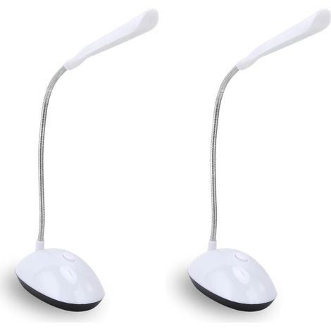 Lampada da scrivania a LED con braccio regolabile - Alimentata a batteria - Luce ideale per studenti, comodino e ufficio, bianca (set di 2) (1/5)