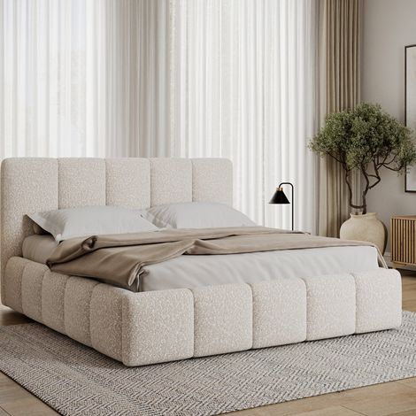 Bett mit Stauraum 180x200 inklusive Lattenrost Klaus Bouclé Beige (1/5)