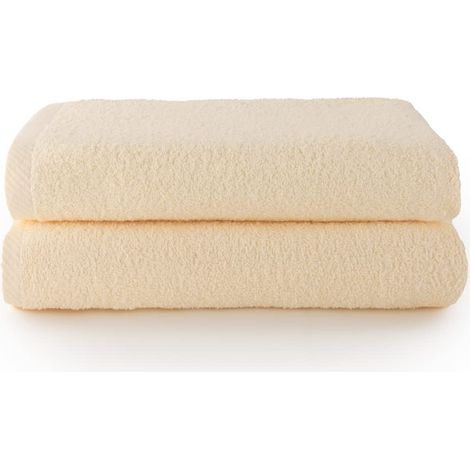 Lot de 2 Serviettes de Bain ou de Douche - Serviettes de Bain - 100% Coton - 500 g/m2 - Dimensions 70x140 cm - Naturel (1/5)