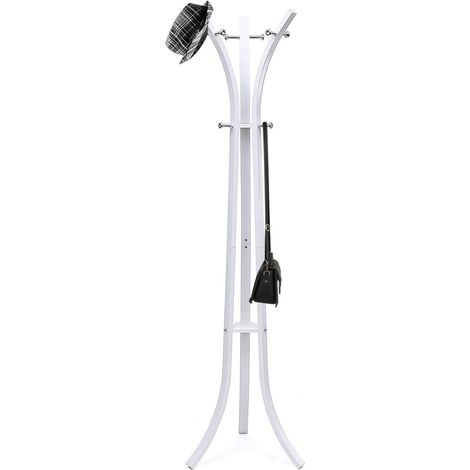 Attaccapanni Appendiabiti a Piantana Metallo 9 Ganci Colore Bianco 60x53x176cm