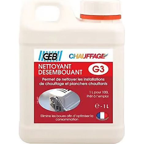 GEB – Nettoyant désembouant G3 – Élimine boues et dépôts – Compatible installations chauffage 100L – Prêt à l’emploi 1L (1/2)