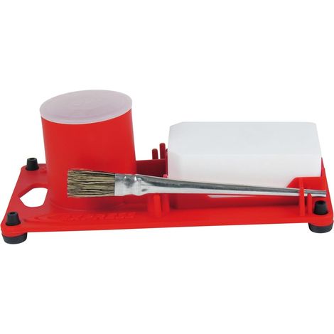 Guilbert Express – Support pour pierre et décapant avec pinceau pour fer à souder – Pierre ammoniacale 5mm – Pour nettoyage de pannes – 9640