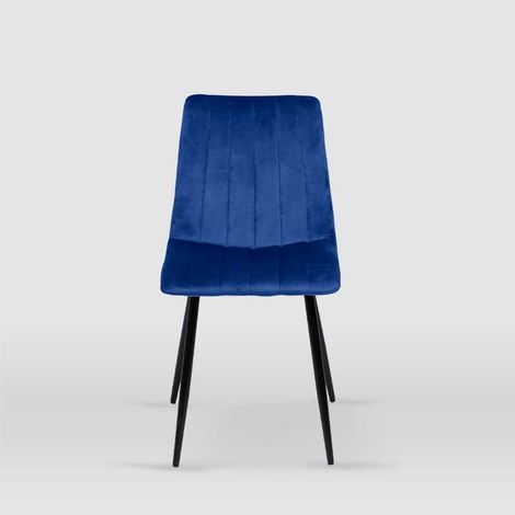 Pack de 4 sillas modelo IRIA tapizadas en terciopelo azul índigo, 44cm(ancho ) 88.5cm(altura) 55cm(fondo) (1/4)