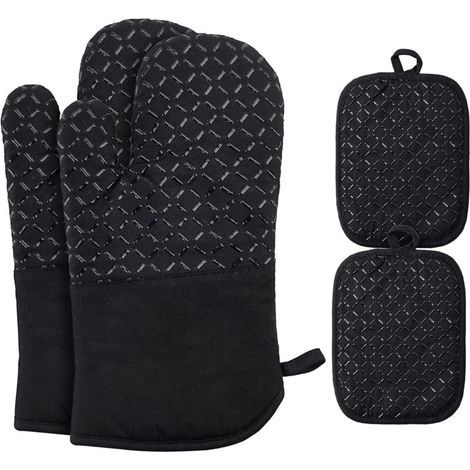 Gants anti-chaleur en silicone et coton – Résistance jusqu'à 500 °C – Antidérapants pour manipulation sécurisée – Taille unique (1/5)