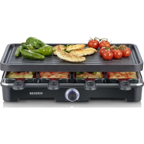 Severin – Appareil à raclette 8 personnes – Puissance 1400W – Gril intégré – Noir