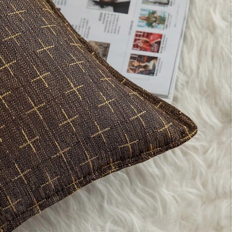 Lot de 2 housses de coussin décoratives en toile de jute et lin, tissées et texturées, style ferme moderne, pour canapé, lit ou salon, 40 x 40 cm (1/4)