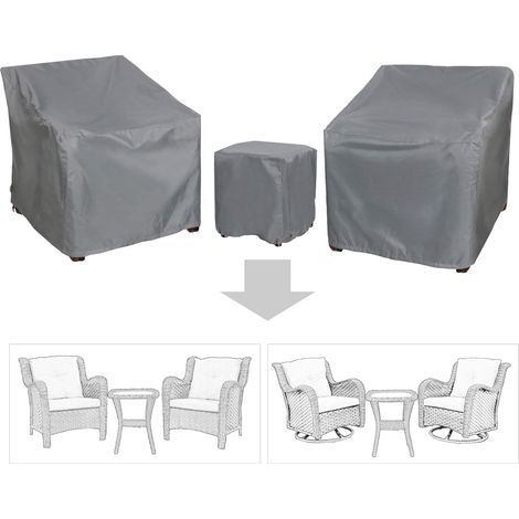 JSSEVN-Patio Furniture Covers,Outdoor Furniture Cover Waterproof,Patio Furniture Set Covers for 3 Piece Outdoor Bistro,Patio Sofa Covers Set for 2 Chairs and Coffee Table,Grey (1/5)
