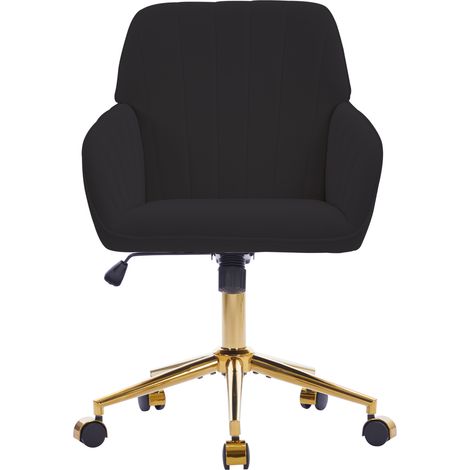 Silla de oficina giratoria regulable en altura negra de terciopelo (1/5)