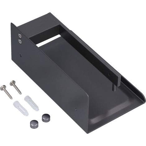 Toilettenpapierhalter aus rostfreier Aluminiumlegierung, Badezimmer-Handyhalter, grau, mit breiter Lochung zur Montage (1/5)