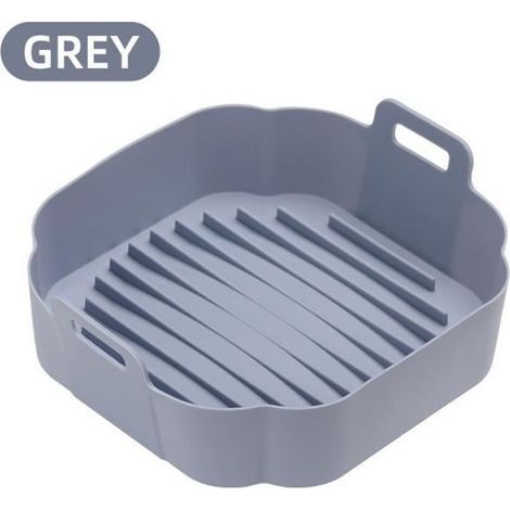 (GRIS)Panier friteuse-Moule Silicone Air Fryer Accessoire-2 PCS-Panier Moule pour Friteuse à Air Chaud Réutilisable Airfryer Pot
