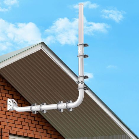 Kit de Montage d'antenne à Long Mur - Support de Poteau à gouttière Long, avec coude à 90°, Tube d'extension, Adaptateur de Connexion et vis. Parfait pour Les antennes TV extérieures (1/5)