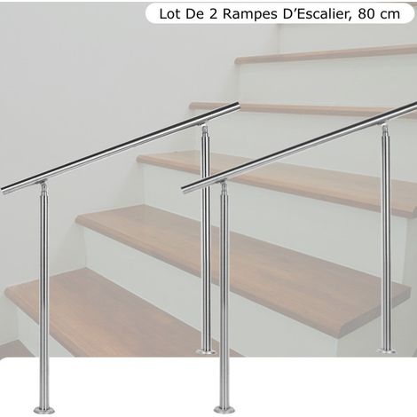 Lot de 2 : Rampes D'Escalier Sur Pieds 80 cm En Acier Inoxydable (1/5)