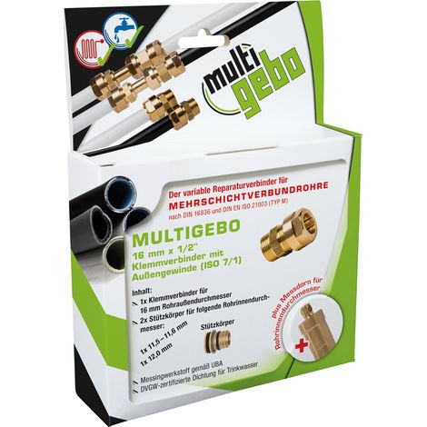 Gebo Multigebo Reparaturkit Universal Reparatur Verbundrohr 16x16mm Außengewinde (1/5)
