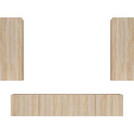 Maison Exclusive - 4-tlg. TV-Schrank-Set Sonoma-Eiche Holzwerksto