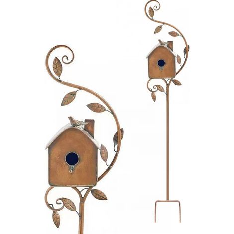 Support pour nichoir métallique décoratif simple [abri pour oiseaux] [ornement jardin] [résistant] (1/4)