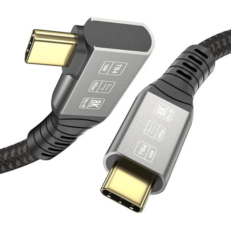Cable for Thunderbolt 4 Angled 90 Degrees, USB C Cable Supports Data Transfer 40Gbps / Video 8K@60Hz / Charging via 100W (1.2m) (1/5)