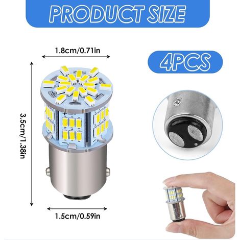 Lampadina LED per auto, 4 pezzi 1157 bianco 6500-7000K LED 12V P21W, lampadine LED per indicatori di direzione per luce freno auto, per moto, camper, auto (1/4)