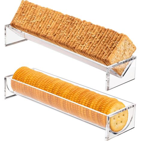 Zwei transparente Kekstabletts, Keksserviertabletts, rechteckige Keksständer, Acryl-Keksständer, Geschikt voor family, party and deli plater (1/4)