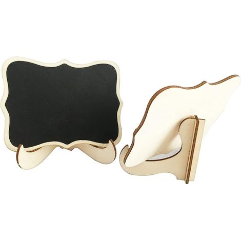 Tableau Noir Mini - Bois Naturel - 10 x 10 cm - Avec Pied Détachable - Pour Mariage Fête Décoration Table - Lot de 10 (1/5)