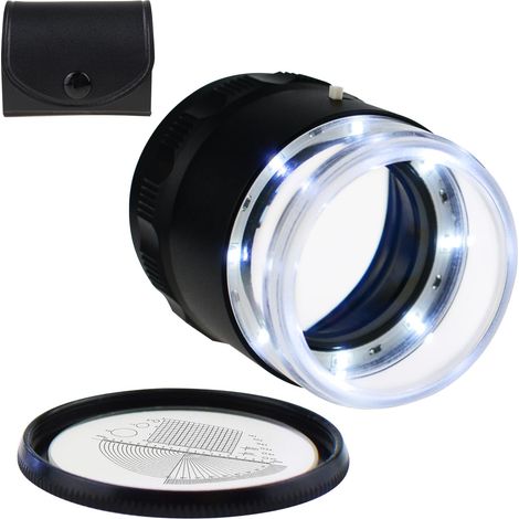 10-fache Lupe, verstellbare Brennweite, faltbare Vergrößerung mit Licht mit 8 LED-Lichtern für Edelsteine, Schmuck, Münzen, Briefmarken