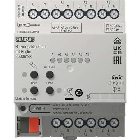 Jung KNX Heizungsaktor 6fach noir modèle 360061SR