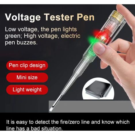 Stylo Testeur de Tension, Outils de Testeur de Tension sans, Stylo Détecteur de Tension AC, Fonction D'auto-vérification, Voyant LED pour Détecter le Feu/ligne Zéro. (1/5)