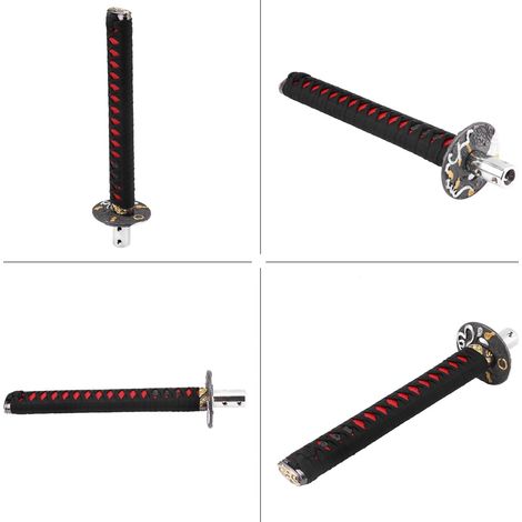 Manette de vitesse universelle japonaise pour voiture, pommeau de levier de vitesse noir et rouge, avec 4 adaptateurs (1/5)