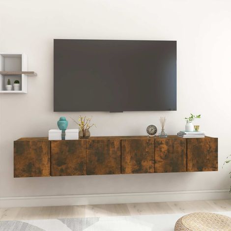 vidaXL Hanging TV Cabinets 3 pcs Smoked Oak 60x30x30 cm (1/5)