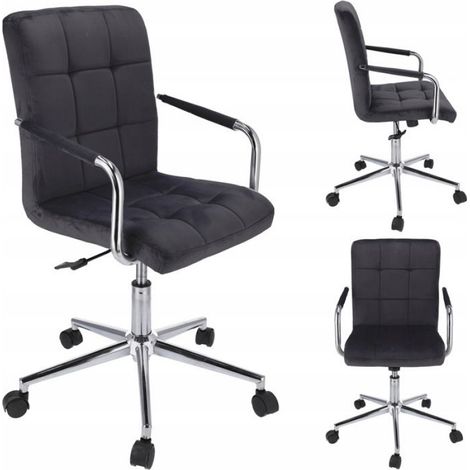 Chaise Pivotante - Velours Noir - Système Tilt et Réglage Hauteur - Pour Bureau ou Salon - 1 Pièce (1/5)