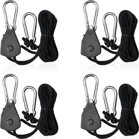 4pcs Adjustable Ratchet Straps 1/8 Hook Tensioner Shade Sail Ratchet Straps for Lights or Plants (1/5)