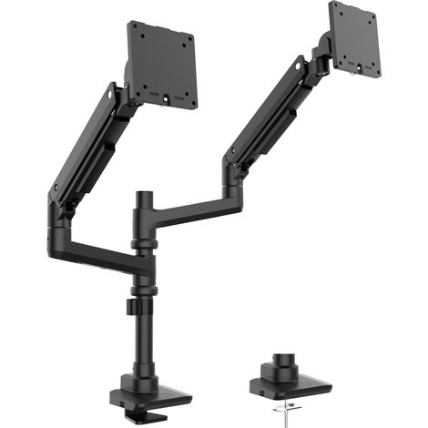 Wiltec Support TV double pour 2 Écrans 17"-49" – Fixation sur bureau orientable +50°--20° et inclinable +90°--90° – capacité de charge 20 kg – Support télé