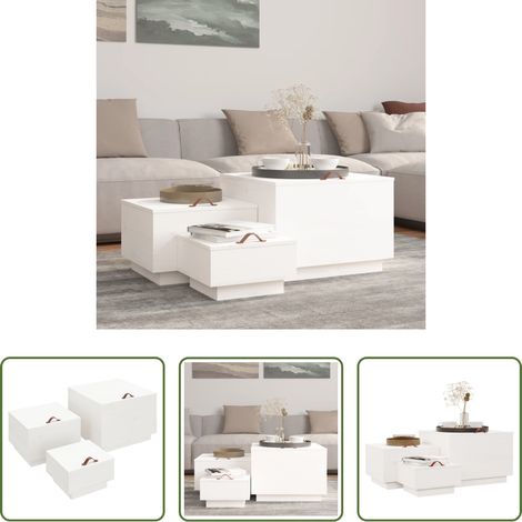 vidaXL Kieferholz -  Aufbewahrungsboxen mit Deckeln 3 Stk. Weiß Massivholz Kiefer