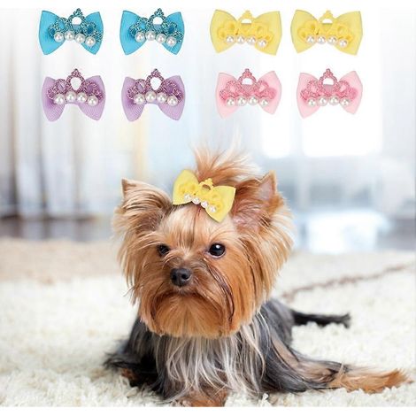 20 accessoires de toilettage pour chiens et chiots : nœuds en caoutchouc pour cheveux, couronnes et accessoires de coiffure. (1/2)