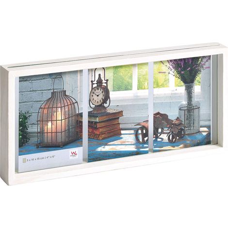 Cadre Photo Blanc 3X 10x15 cm Cadre galerie Rustic SL315W (1/4)