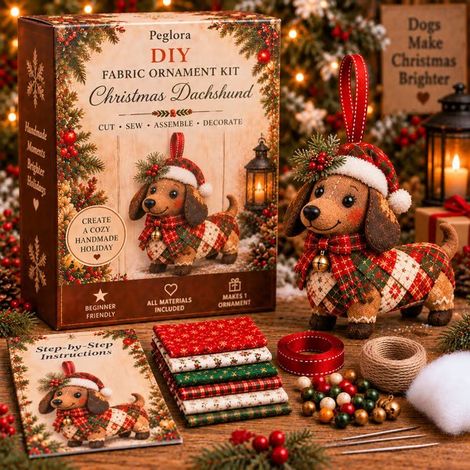 New DIY Handmade Plush Ornament Christmas Patchwork Set - Christmas Decorations - Christmas Dog -