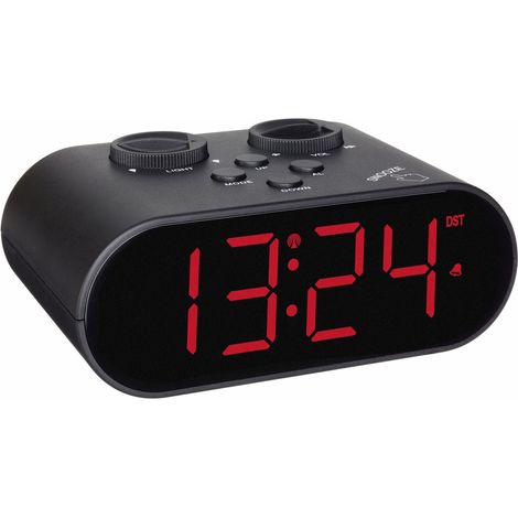 TFA Dostmann 60.2551.01 Funk Wecker Schwarz Alarmzeiten 1  USB Anschluss, Großes Display