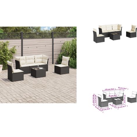 Salon de jardin 6 pcs avec coussins noir résine tressée - Ensemble Salon De Jardin - Mobilier De Jardin - Meubles De Jardin - Salon De Jardin Design - Canapé Jardin (1/3)